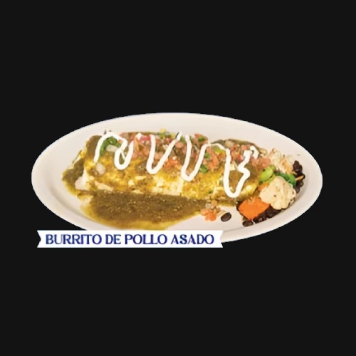  A delicious burrito filled with juicy grilled chicken, rice, beans, and fresh toppings, wrapped in a warm flour tortilla